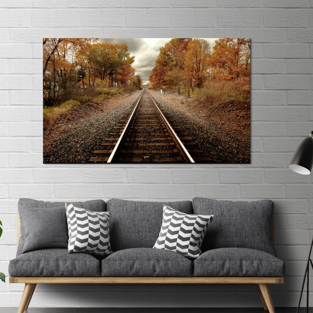 Autumn Rails High-Resolution Tempered Glass Wall Art