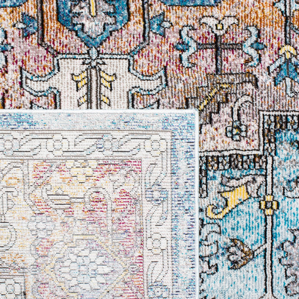 Aria 191 Transitional Power Loomed 100% Polypropylene Pile Rug Turquoise / Light Orange