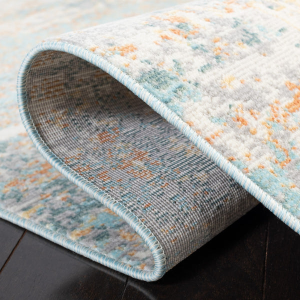 Aria   Power Loomed 100% Polypropylene Friese Rug Ivory / Aqua