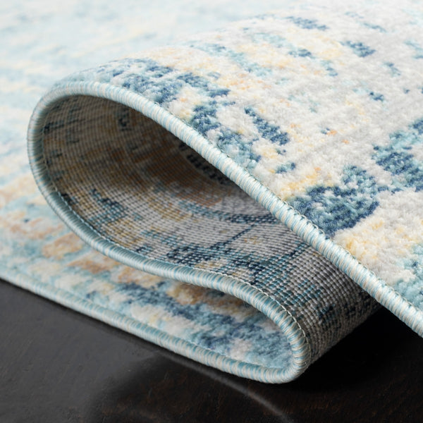 Aria   Power Loomed 100% Polypropylene Friese Rug Ivory / Blue