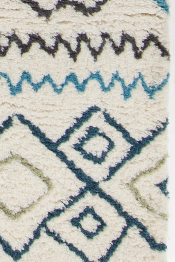 Chandra Rugs Arcon 100 % Wool Hand-Woven Contemporary Shag Rug Cream/Grey/Blue/Black 7'9 x 10'6
