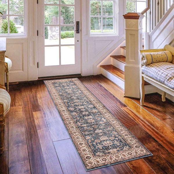 AMER Rugs Arcadia ARC-5 Power-Loomed Oriental Classic Area Rug Blue 2'7" x 10'