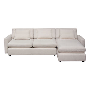 Arcadia 2PC Reversible Chaise Sectional w/ Feather Down Seating in Cream Fabric by Diamond Sofa