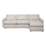 Arcadia 2 Piece Reversible Chaise Sectional w/ Feather Down Seating in Cream Fabric