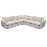 Arcadia 3 Piece Corner Sectional w/ Feather Down Seating in Cream Fabric