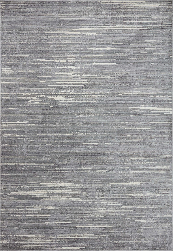 Loloi Rugs Arden ARD-03 Polyester | Polypropylene Pile Power Loomed Contemporary Runner Rug Grey / Ivory 24.5745 ARDNARD-03GYIV26C0