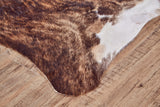 Bartlett Premium On-Hair Cowhide, Brindle Light Brown with White, Large, Shaped