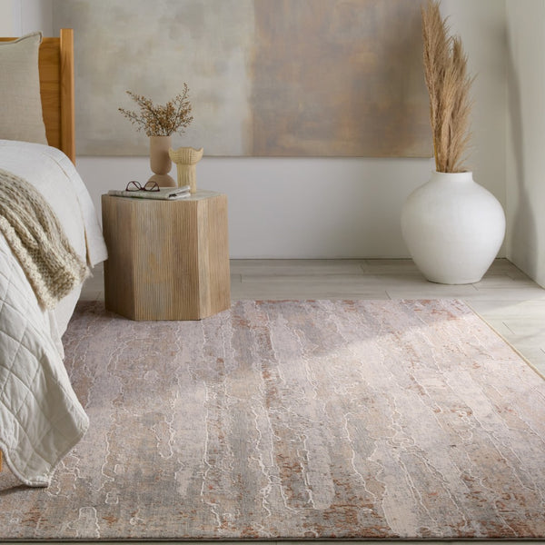 Jaipur Living Aries Taroko ARI02 Power Loomed 100% Polyester Abstract Area Rug Tan 100% Polyester RUG155120