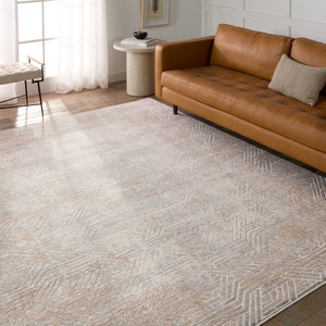 Jaipur Living Aries Olympian ARI05 Power Loomed 100% Polyester Geometric Area Rug Tan 100% Polyester RUG155135