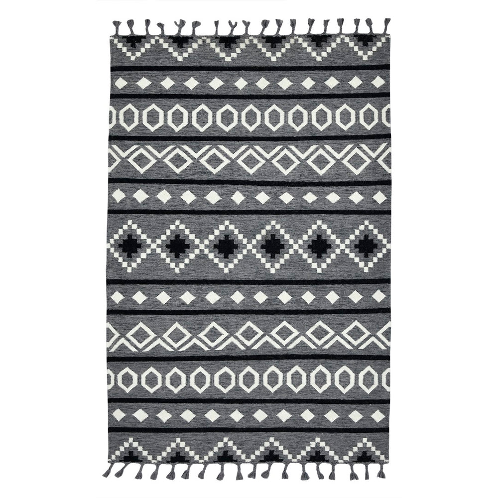AMER Rugs Artifacts ARI-1 Flat-Weave Tribal Southwestern Area Rug Gray 9' x 12'