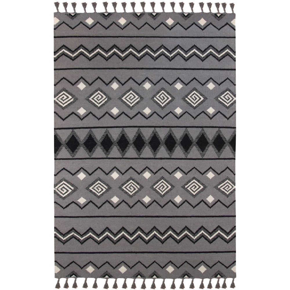 AMER Rugs Artifacts ARI-2 Flat-Weave Tribal Southwestern Area Rug Dove Gray 9' x 12'