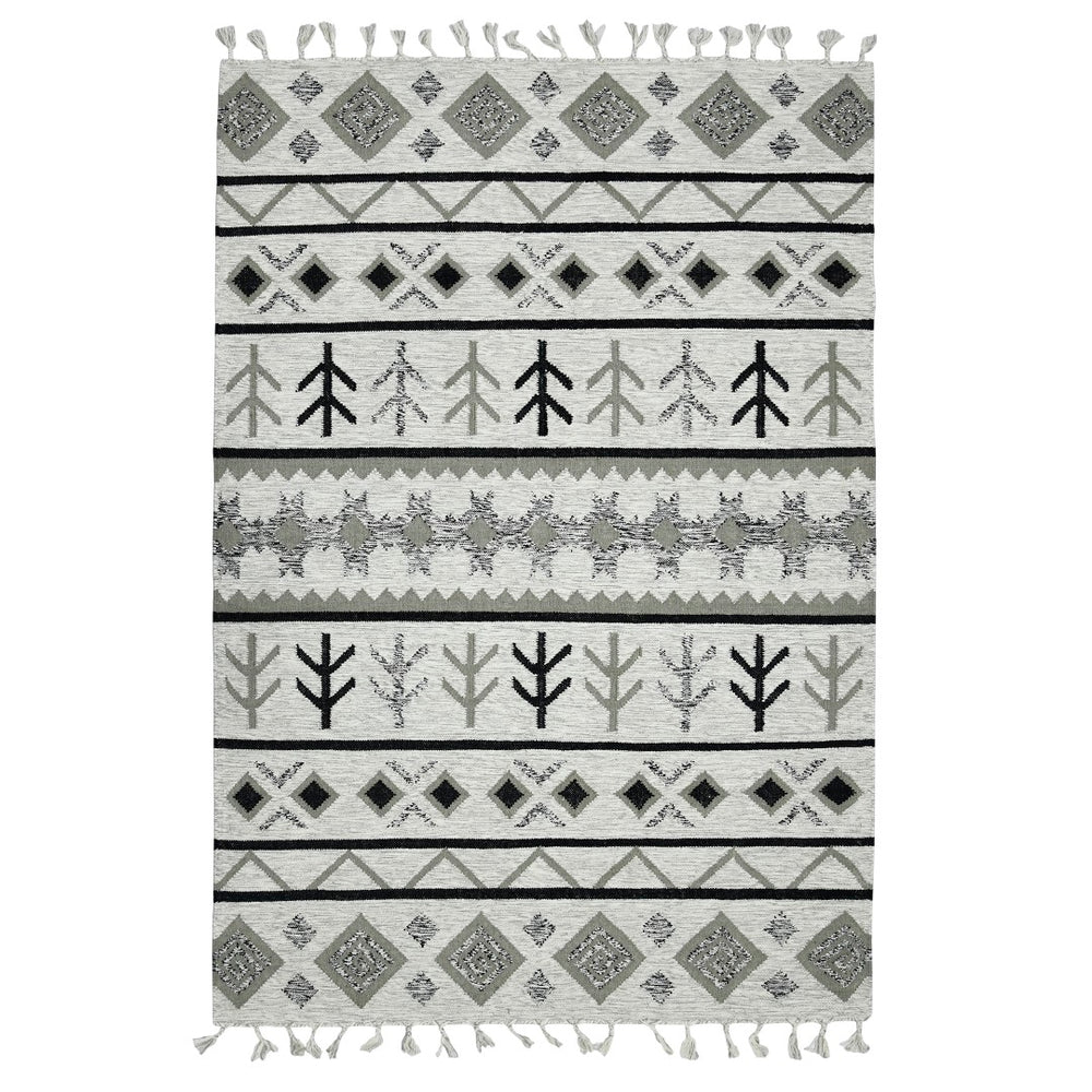 AMER Rugs Artifacts ARI-4 Flat-Weave Tribal Southwestern Area Rug Ivory 9' x 12'