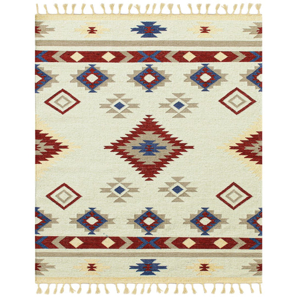 AMER Rugs Artifacts ARI-6 Flat-Weave Tribal Southwestern Area Rug Red/Ivory 9' x 12'