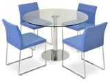 Aria Sled Set: Four Aria Sled Wool and One Tango Glass Dining Table SOHO-CONCEPT-ARIA SLED-65006