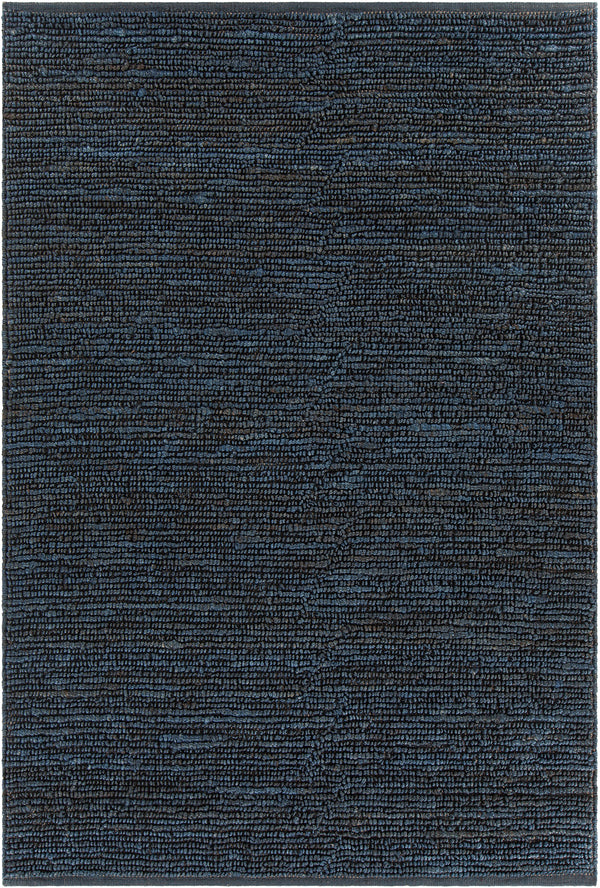 Chandra Rugs Arlene 100% Jute Hand-Woven Solid Color Jute Rug Blue 9' x 13'