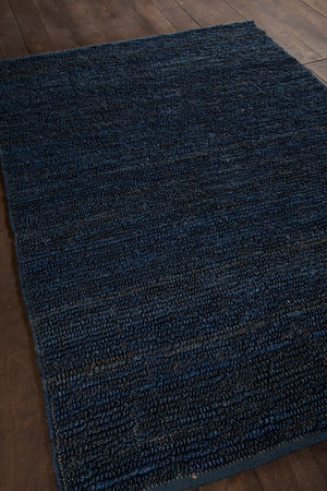 Chandra Rugs Arlene 100% Jute Hand-Woven Solid Color Jute Rug Blue 9' x 13'