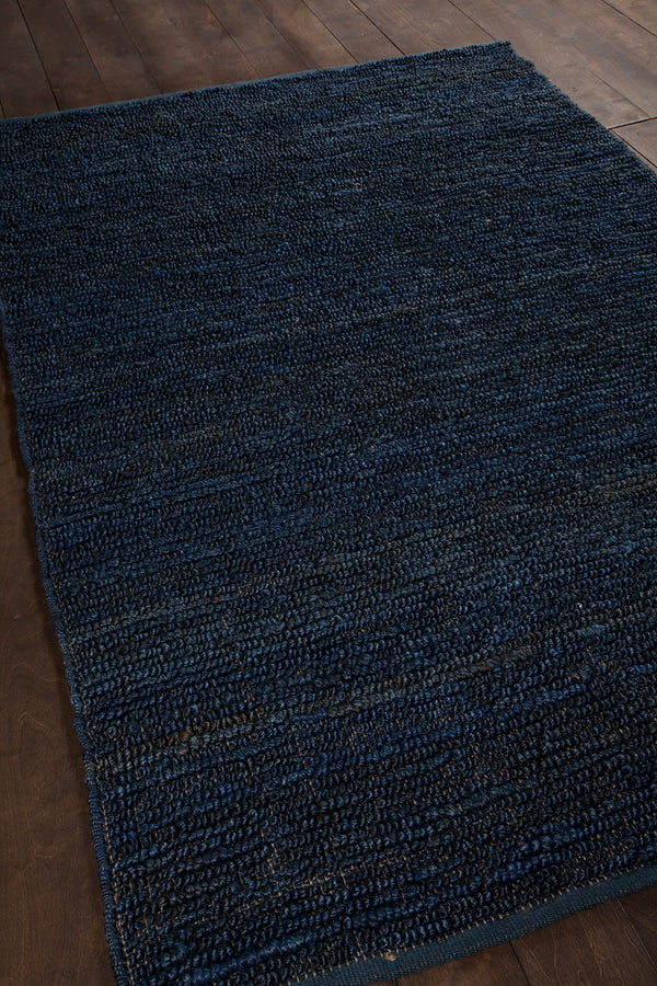 Chandra Rugs Arlene 100% Jute Hand-Woven Solid Color Jute Rug Blue 9' x 13'
