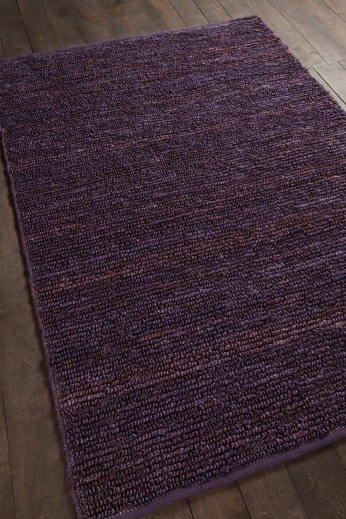 Chandra Rugs Arlene 100% Jute Hand-Woven Solid Color Jute Rug Purple 9' x 13'