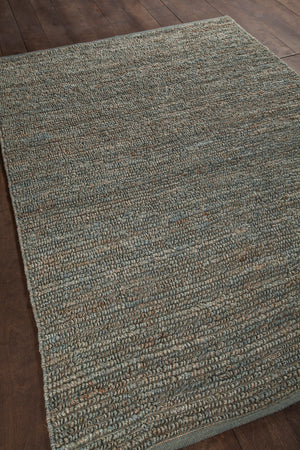 Chandra Rugs Arlene 100% Jute Hand-Woven Solid Color Jute Rug Green 9' x 13'