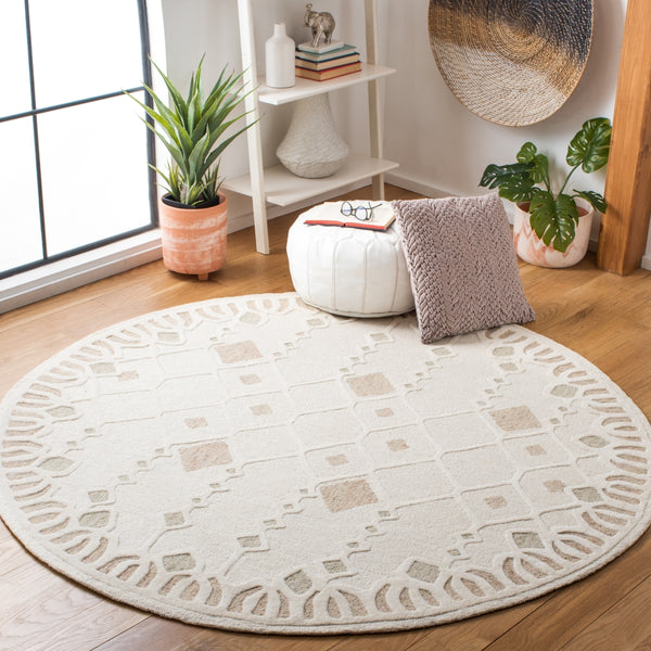 Artistry 501 Hand Tufted 85% Wool, 15% Cotton Bohemian Rug Ivory / Sage 85% Wool, 15% Cotton ARR501A-7R