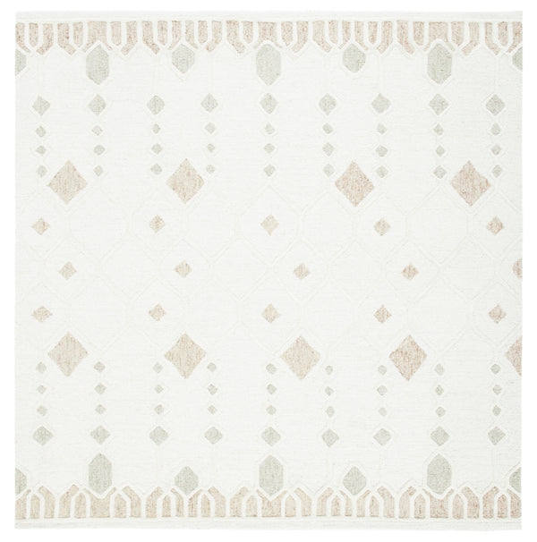 Artistry 501 Hand Tufted 85% Wool, 15% Cotton Bohemian Rug Ivory / Sage 85% Wool, 15% Cotton ARR501A-7SQ