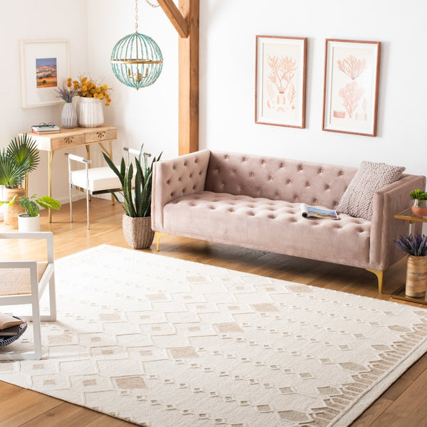 Artistry 501 Hand Tufted 85% Wool, 15% Cotton Bohemian Rug Ivory / Sage 85% Wool, 15% Cotton ARR501A-8