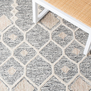 Artistry 501 Hand Tufted 85% Wool, 15% Cotton Bohemian Rug Ivory / Black 85% Wool, 15% Cotton ARR501Z-5