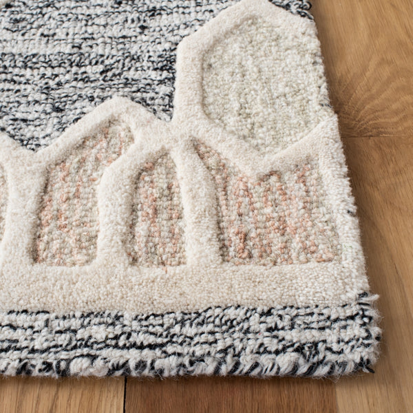 Artistry 501 Hand Tufted 85% Wool, 15% Cotton Bohemian Rug Ivory / Black 85% Wool, 15% Cotton ARR501Z-5