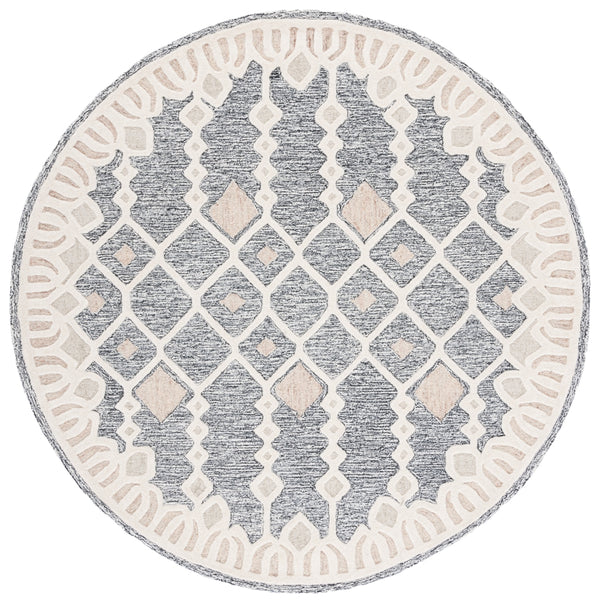 Artistry 501 Hand Tufted 85% Wool, 15% Cotton Bohemian Rug Ivory / Black 85% Wool, 15% Cotton ARR501Z-7R
