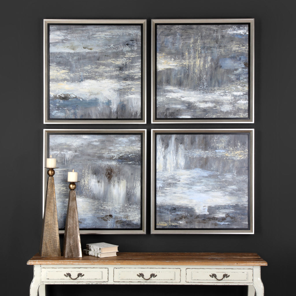 Uttermost Shades Of Gray Hand Painted Art Set of 4