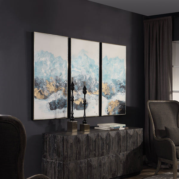Uttermost Crashing Waves Abstract Art - Set of 3
