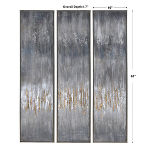 Uttermost Gray Showers Hand Painted Canvases - Set of 3