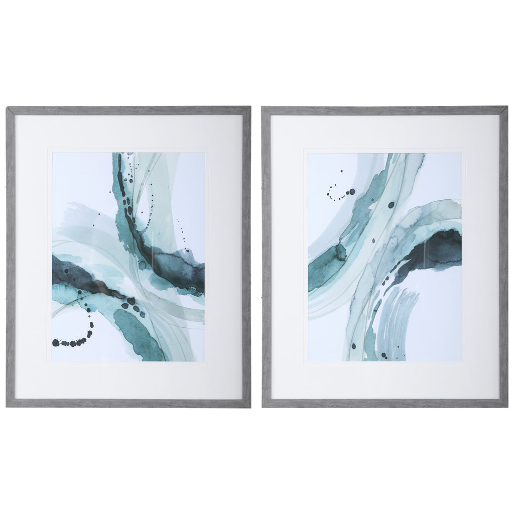 Uttermost Depth Abstract Watercolor Prints - Set of 2
