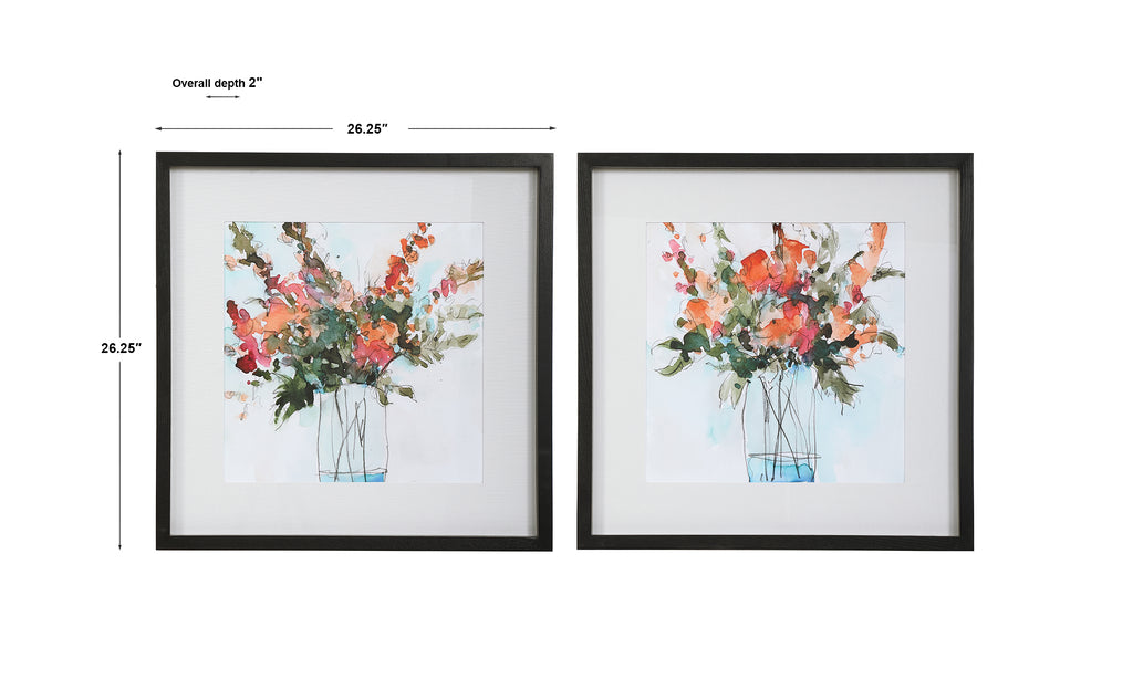 Uttermost Fresh Flowers Watercolor Prints - Set of 2