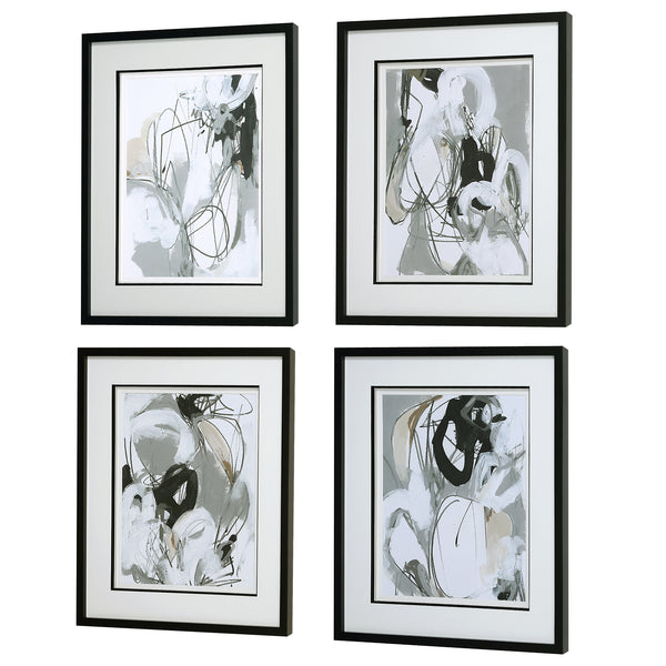 Uttermost Tangled Threads Abstract Framed Prints - Set of 4