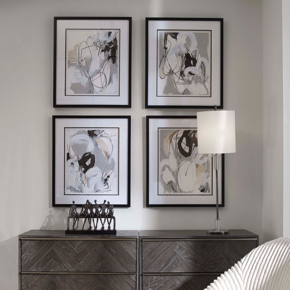 Uttermost Tangled Threads Abstract Framed Prints - Set of 4