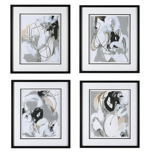 Uttermost Tangled Threads Abstract Framed Prints - Set of 4