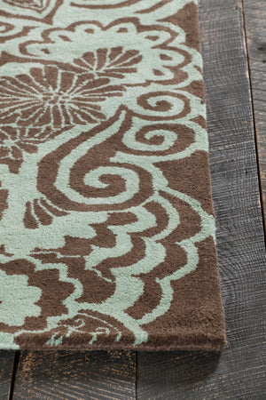 Chandra Rugs Aschera 100% Wool Hand-Tufted Contemporary Rug Blue/Brown 7'9 x 10'6