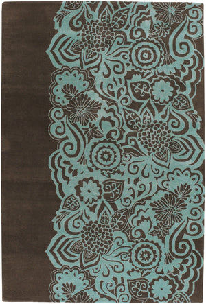 Chandra Rugs Aschera 100% Wool Hand-Tufted Contemporary Rug Blue/Brown 7'9 x 10'6