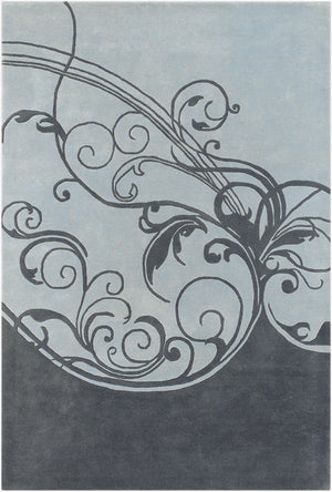 Chandra Rugs Aschera 100% Wool Hand-Tufted Contemporary Rug Charcoal/Grey 7'9 x 10'6