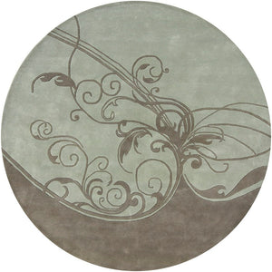 Chandra Rugs Aschera 100% Wool Hand-Tufted Contemporary Rug Charcoal/Grey 7'9 Round