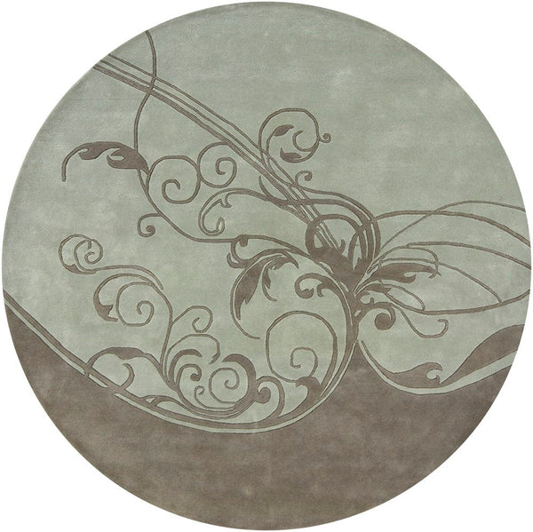 Chandra Rugs Aschera 100% Wool Hand-Tufted Contemporary Rug Charcoal/Grey 7'9 Round