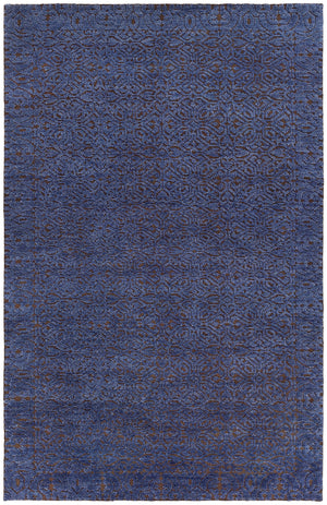 Chandra Rugs Ashton 100% Wool Hand-Knotted Contemporary Rug Blue/Brown 7'9 x 10'6