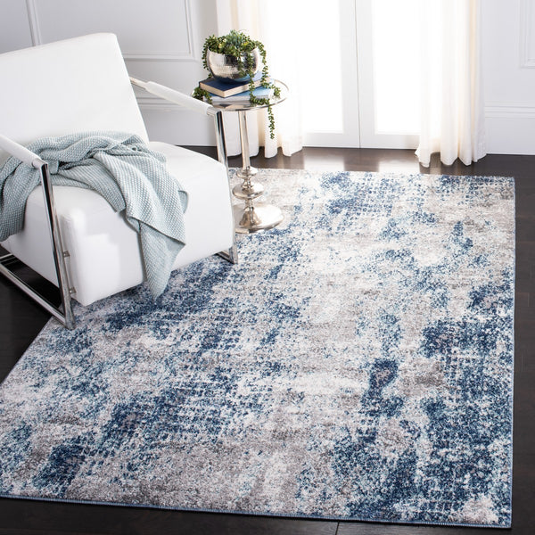 Aston 700 Aston 704 Contemporary Power Loomed 100% Polypropylene Friese Rug Navy / Grey