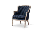 Baxton Studio Charlemagne Traditional French Black and Grey Striped Accent Chair