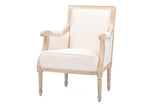 Chavanon Wood & Light Beige Linen Traditional French Accent Chair