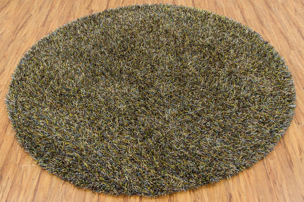 Chandra Rugs Astrid 100% Polyester Hand-Woven Contemporary Rug Yellow/Brown/Green/Blue/Ivory 7'9 Round