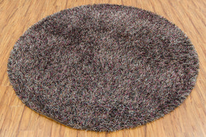 Chandra Rugs Astrid 100% Polyester Hand-Woven Contemporary Rug Purple/Blue/Brown/Grey/Ivory 7'9 Round