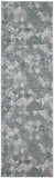 Atwell Contemporary Distressed Rug, Squares, Iceberg Green, 3ft x 8ft, Runner