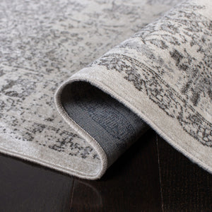 Atlas 965 Transitional Power Loomed 100% Viscose Rug Ivory / Grey